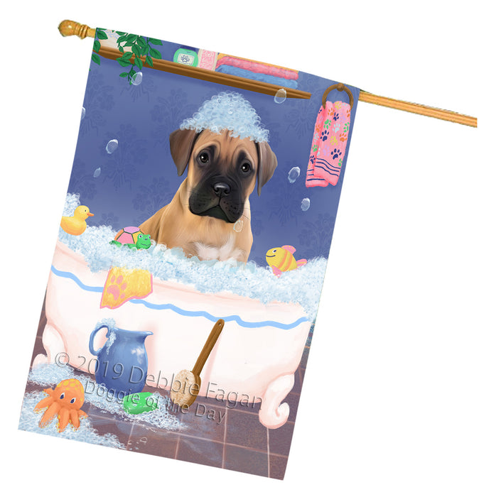 Rub A Dub Dog In A Tub Bullmastiff Dog House Flag FLG66243