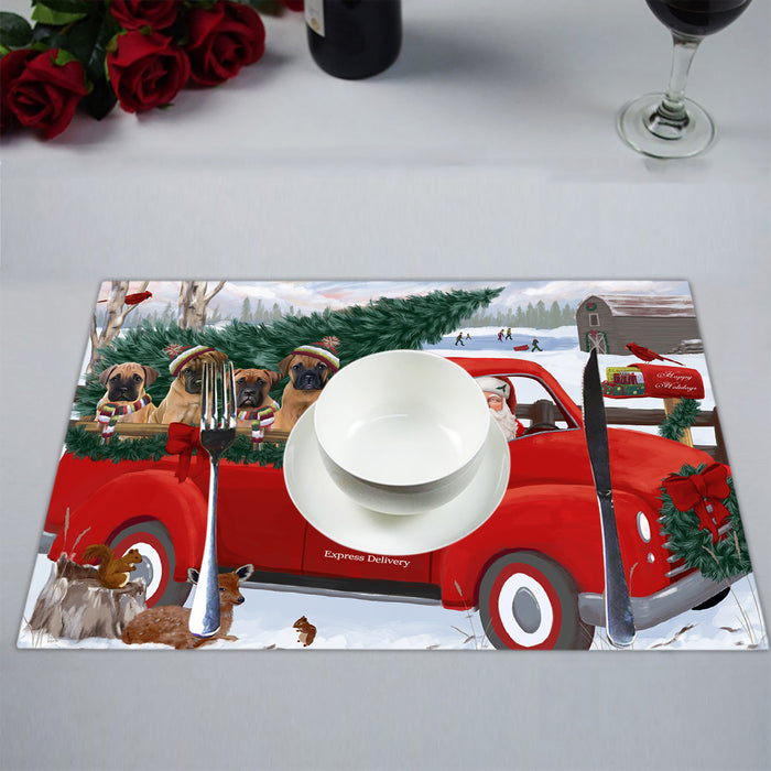 Christmas Santa Express Delivery Red Truck Bullmastiff Dogs Placemat