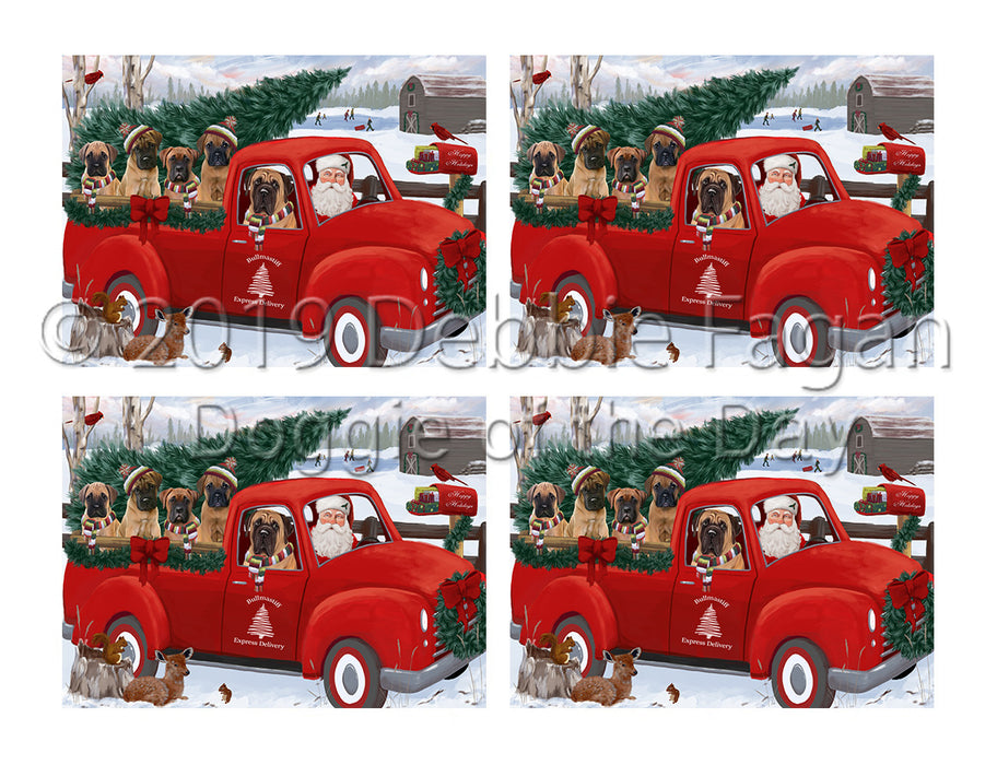Christmas Santa Express Delivery Red Truck Bullmastiff Dogs Placemat
