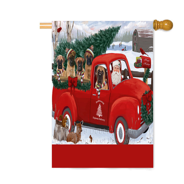 Personalized Christmas Santa Red Truck Express Delivery Bullmastiff Dogs Custom House Flag FLG-DOTD-A57695