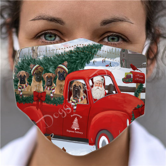 Christmas Santa Express Delivery Red Truck Bullmastiff Dogs Face Mask FM48425