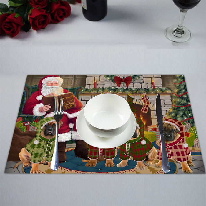 Christmas Cozy Holiday Fire Tails Bullmastiff Dogs Placemat