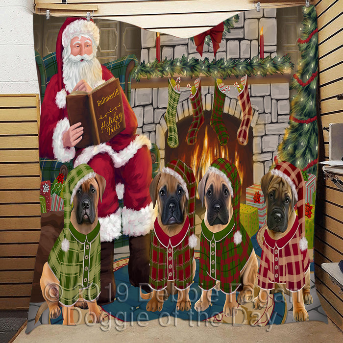 Christmas Cozy Holiday Fire Tails Bullmastiff Dogs Quilt