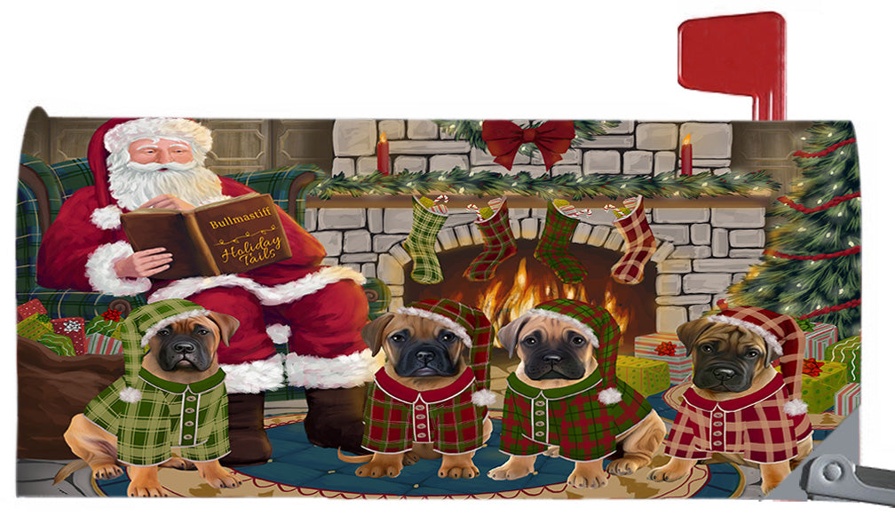 Christmas Cozy Holiday Fire Tails Bullmastiff Dogs 6.5 x 19 Inches Magnetic Mailbox Cover Post Box Cover Wraps Garden Yard Décor MBC48890