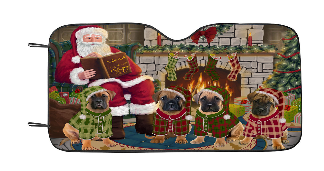Christmas Cozy Holiday Fire Tails Bullmastiff Dogs Car Sun Shade