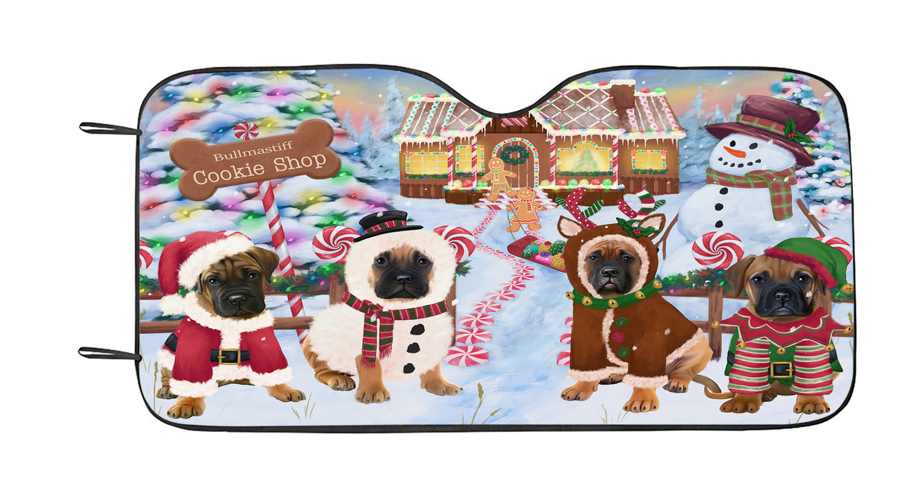 Holiday Gingerbread Cookie Bullmastiff Dogs Car Sun Shade
