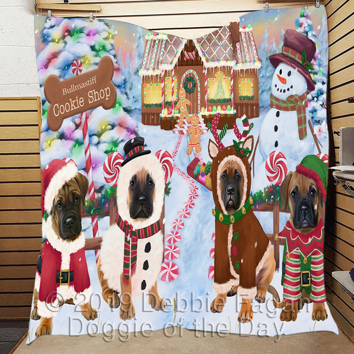 Holiday Gingerbread Cookie Bullmastiff Dogs Quilt