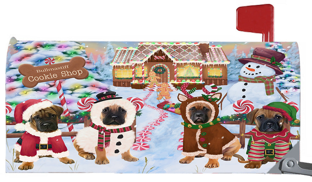 Christmas Holiday Gingerbread Cookie Shop Bullmastiff Dogs 6.5 x 19 Inches Magnetic Mailbox Cover Post Box Cover Wraps Garden Yard Décor MBC48979