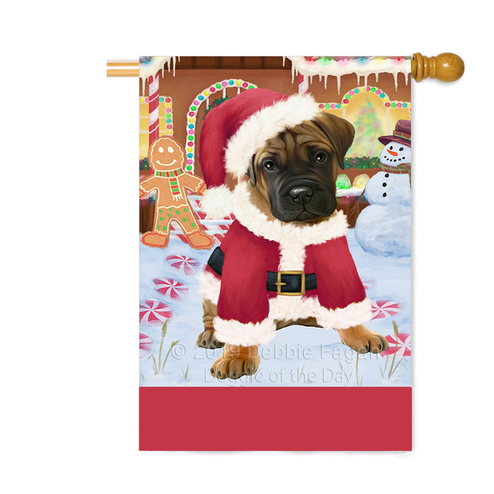 Personalized Gingerbread Candyfest Bullmastiff Dog Custom House Flag FLG63773