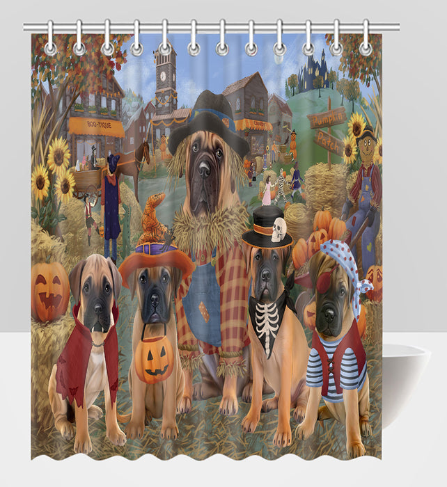 Halloween 'Round Town Bullmastiff Dogs Shower Curtain