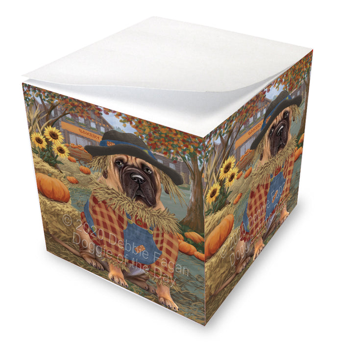 Fall Pumpkin Scarecrow Bullmastiff Dog Note Cube NOC-DOTD-A56789