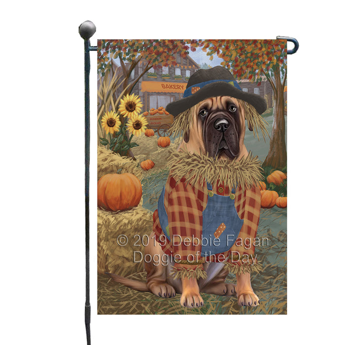 Halloween 'Round Town And Fall Pumpkin Scarecrow Both Bullmastiff Dogs Garden Flag GFLG65645