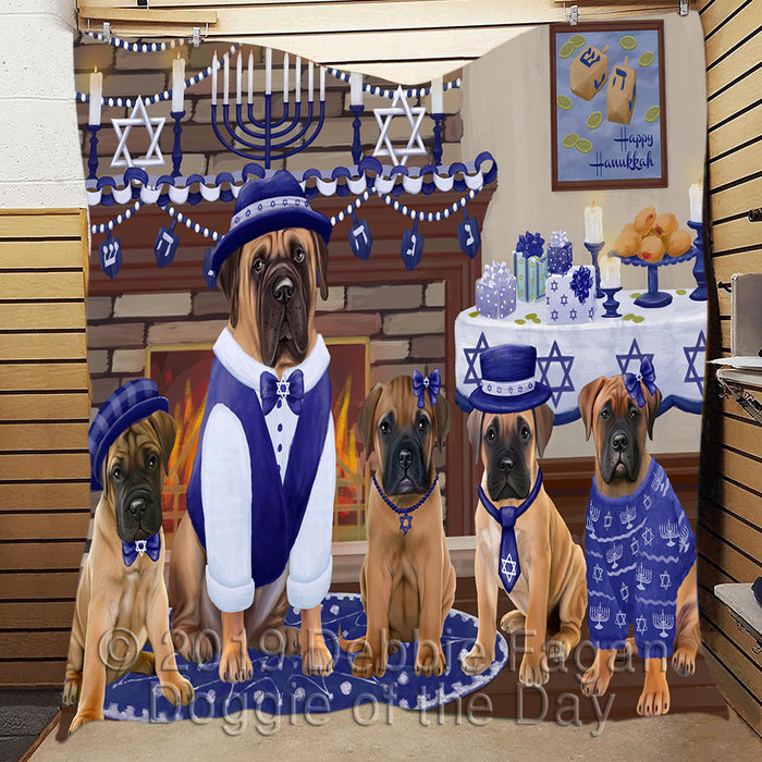 Happy Hanukkah Family and Happy Hanukkah Both Bullmastiff Dogs Quilt