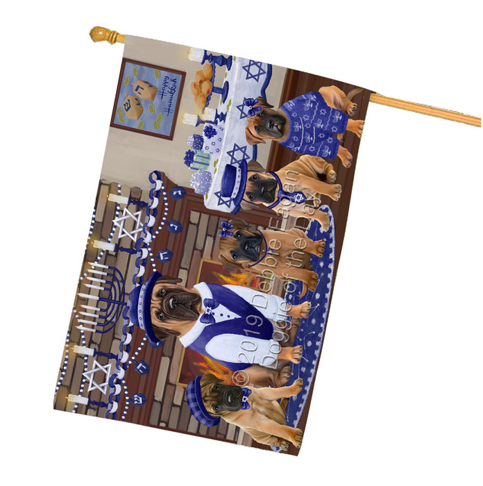 Happy Hanukkah Family Bullmastiff Dogs House Flag FLG65818