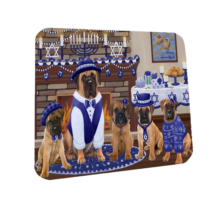 Happy Hanukkah Family Bullmastiff Dogs Coasters Set of 4 CSTA57562