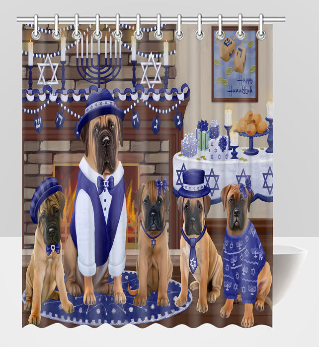 Happy Hanukkah Family Bullmastiff Dogs Shower Curtain