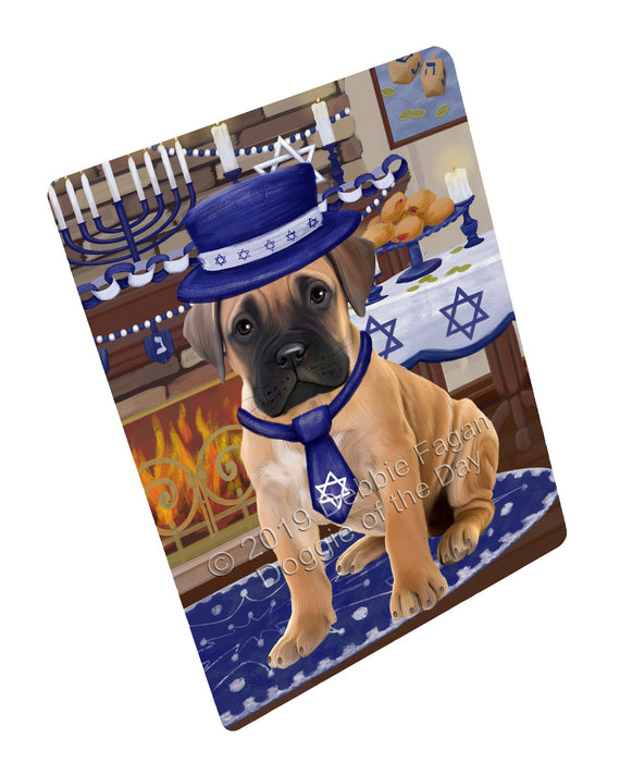 Happy Hanukkah Family and Happy Hanukkah Both Bullmastiff Dog Magnet MAG77449 (Small 5.5" x 4.25")