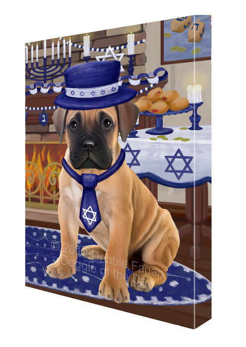 Happy Hanukkah Family and Happy Hanukkah Both Bullmastiff Dog Canvas Print Wall Art Décor CVS140543