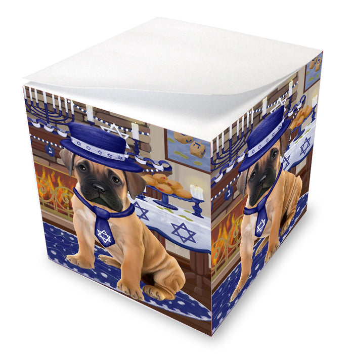 Happy Hanukkah Family Bullmastiff Dogs note cube NOC-DOTD-A56690