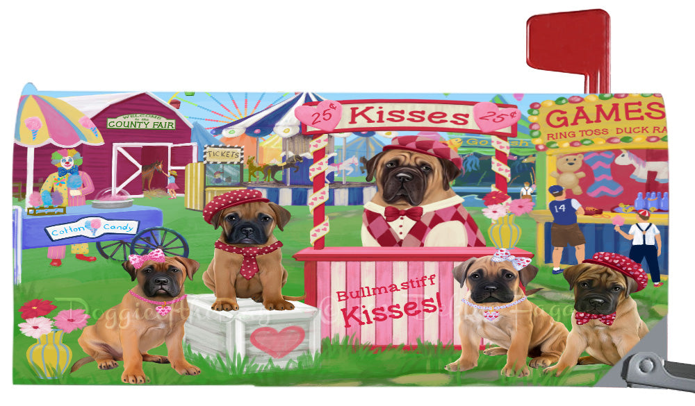 Carnival Kissing Booth Bullmastiff Dogs Magnetic Mailbox Cover Both Sides Pet Theme Printed Decorative Letter Box Wrap Case Postbox Thick Magnetic Vinyl Material