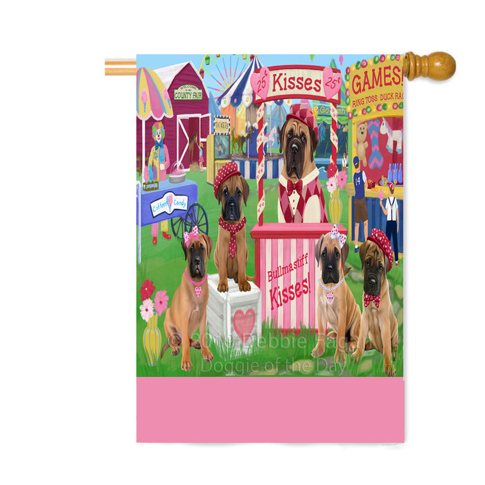 Personalized Carnival Kissing Booth Bullmastiff Dogs Custom House Flag FLG63594