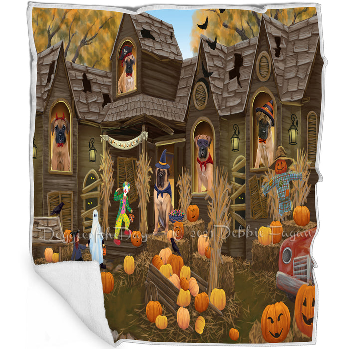Haunted House Halloween Trick or Treat Bullmastiffs Dog Blanket BLNKT93027