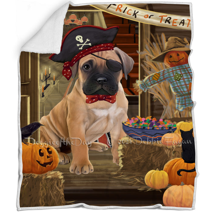Enter at Own Risk Trick or Treat Halloween Bullmastiff Dog Blanket BLNKT94890