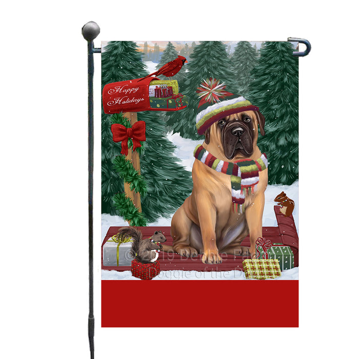 Personalized Merry Christmas Woodland Sled  Bullmastiff Dog Custom Garden Flags GFLG-DOTD-A61536
