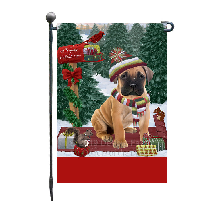 Personalized Merry Christmas Woodland Sled  Bullmastiff Dog Custom Garden Flags GFLG-DOTD-A61537