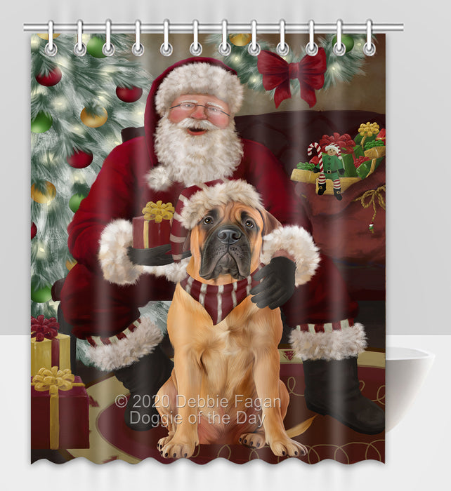Santa's Christmas Surprise Bullmastiff Dog Shower Curtain Bathroom Accessories Decor Bath Tub Screens SC221
