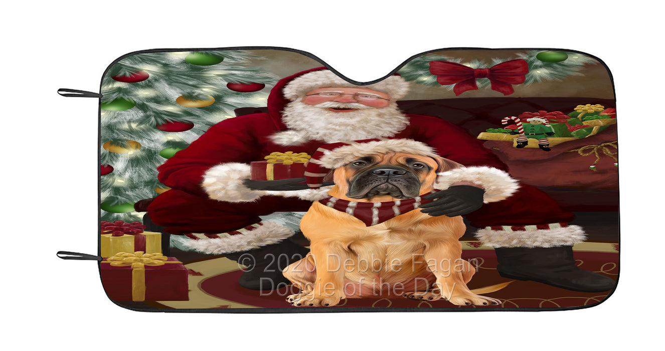 Santa's Christmas Surprise Bullmastiff Dog Car Sun Shade Cover Curtain