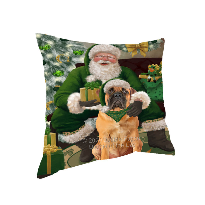 Christmas Irish Santa with Gift and Bulldog Dog Pillow PIL86732