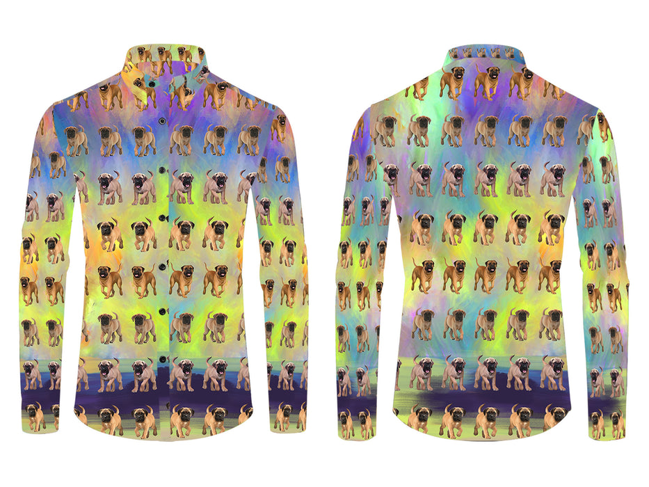 Paradise Wave Bullmastiff Dogs All Over Print Casual Dress Men's Shirt