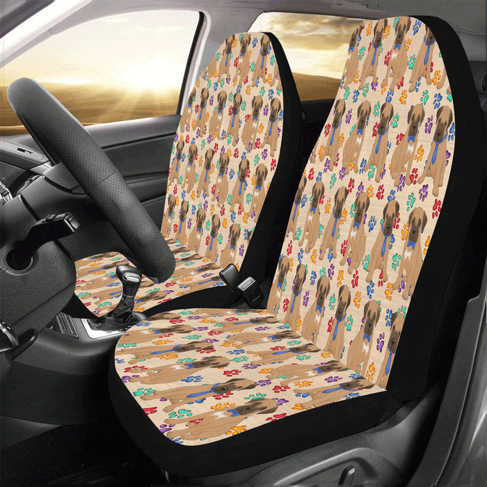 Rainbow Paw Print Bullmastiff Dogs Blue Car Seat Covers (Set of 2)