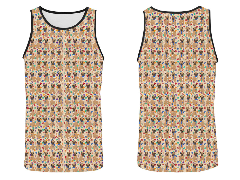 Rainbow Paw Print Bull Terrier Dogs Blue All Over Print   Men's Tank Top