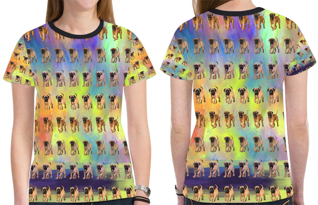 Paradise Wave Bullmastiff Dogs All Over Print Mesh Women's T-shirt