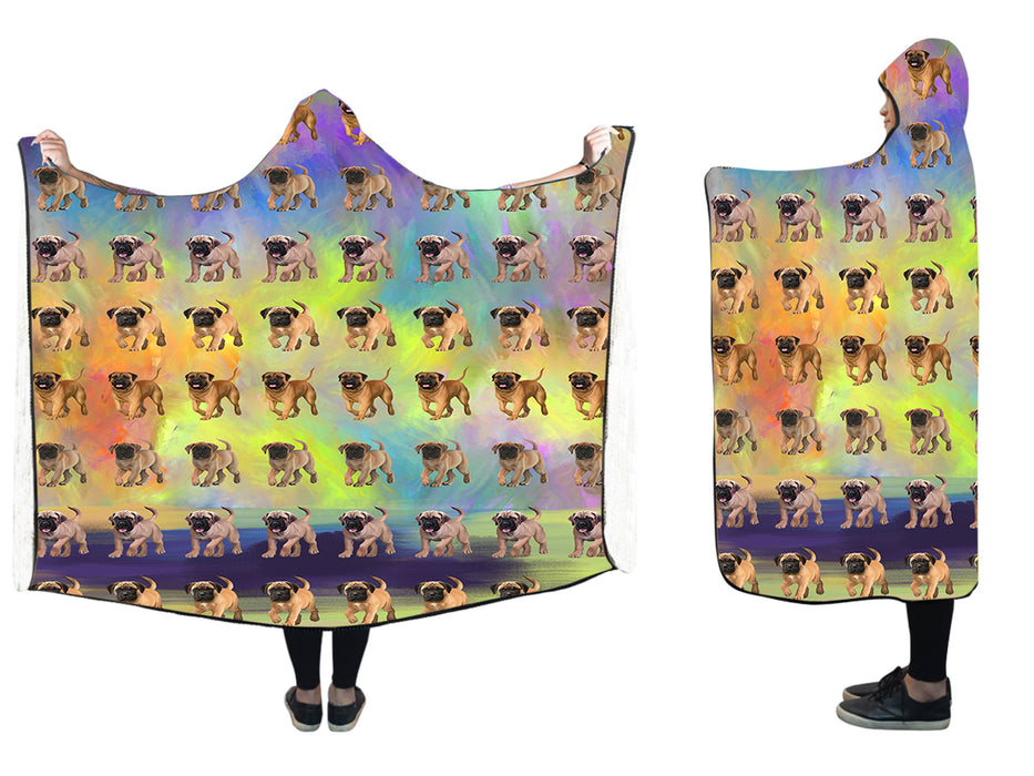 Paradise Wave Bull Terrier Dogs  Hooded Blanket 50"x40"