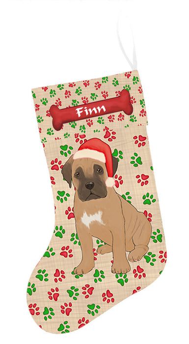 Pet Name Personalized Christmas Paw Print Bulldog Dogs Stocking