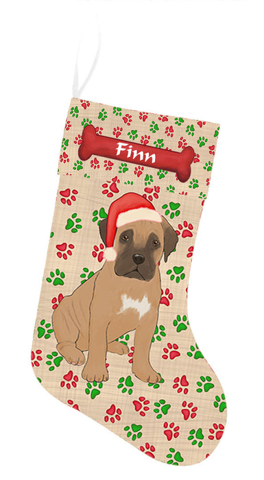 Pet Name Personalized Christmas Paw Print Bulldog Dogs Stocking