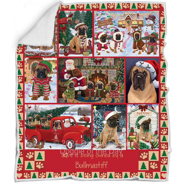 Love is Being Owned Christmas Bullmastiff Dogs Blanket BLNKT143455