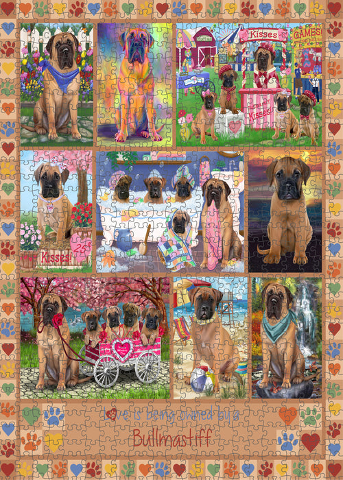 Love is Being Owned Bullmastiff Dog Beige Puzzle with Photo Tin PUZL98340