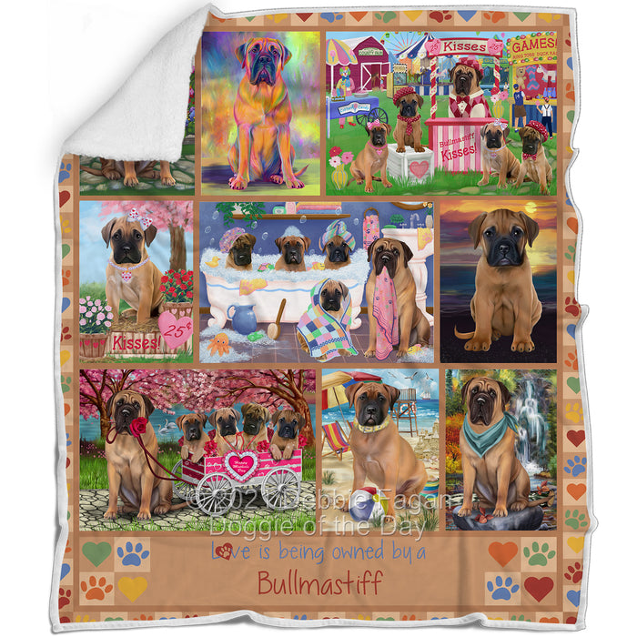 Love is Being Owned Bullmastiff Dog Beige Blanket BLNKT137226