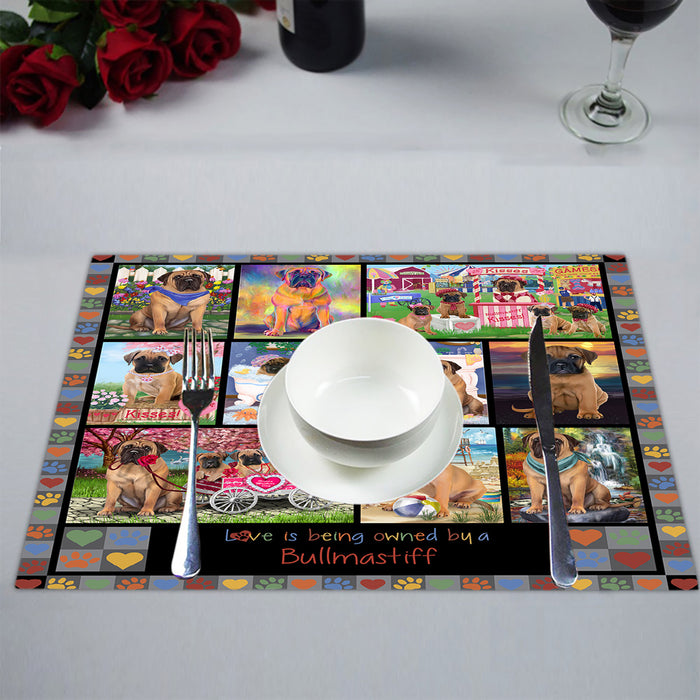 Love is Being Owned Bullmastiff Dog Grey Placemat