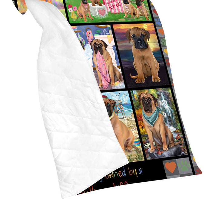 Love is Being Owned Bullmastiff Dog Grey Quilt