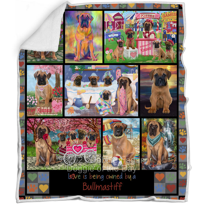 Love is Being Owned Bull Terrier Dog Grey Blanket BLNKT137199