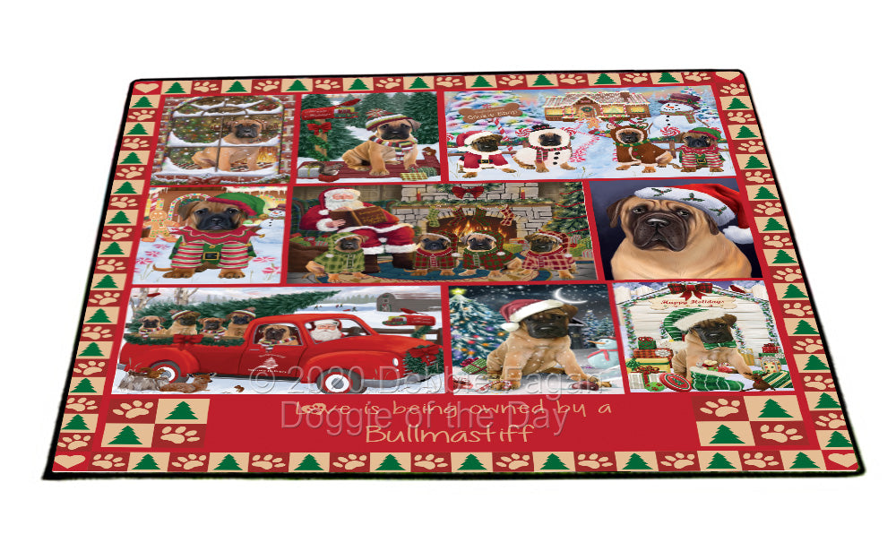 Love is Being Owned Christmas Bullmastiff Dogs Floormat FLMS54814
