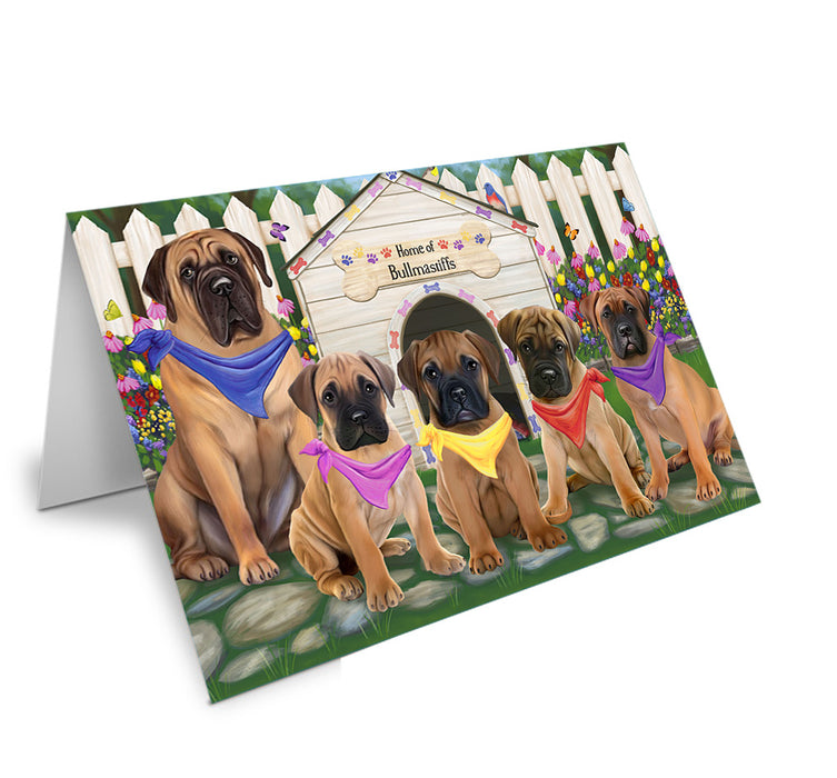 Spring Floral Bullmastiff Dog Handmade Artwork Assorted Pets Greeting Cards and Note Cards with Envelopes for All Occasions and Holiday Seasons GCD53507