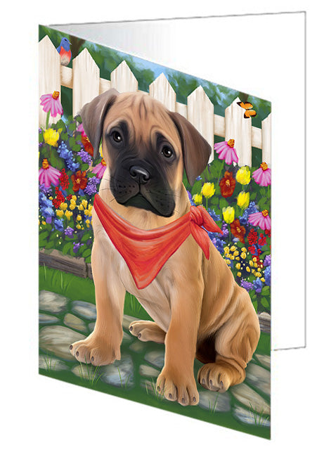 Spring Dog House Bullmastiffs Dog Handmade Artwork Assorted Pets Greeting Cards and Note Cards with Envelopes for All Occasions and Holiday Seasons GCD53510