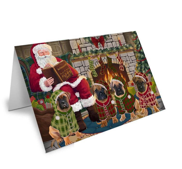 Christmas Cozy Holiday Tails Bullmastiffs Dog Handmade Artwork Assorted Pets Greeting Cards and Note Cards with Envelopes for All Occasions and Holiday Seasons GCD69851