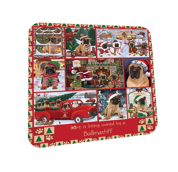 Love is Being Owned Christmas Bullmastiff Dogs Coasters Set of 4 CST57170
